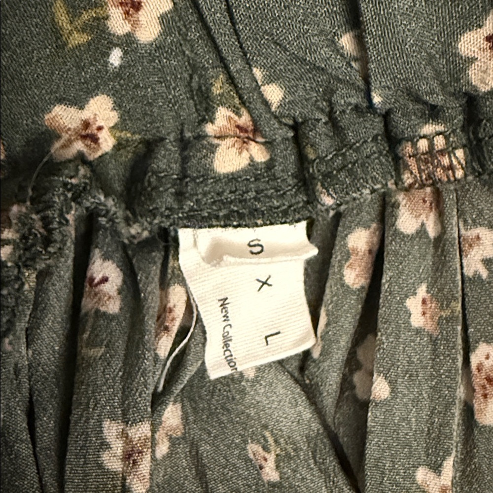 EXLURA Women's Olive Floral Pleated Maxi Skirt - Picture 5 of 8